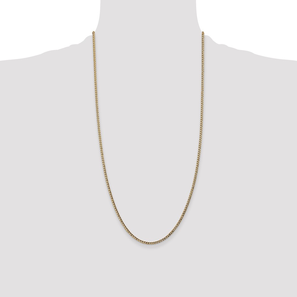 14K 28 inch 2.5mm Semi-Solid Curb with Lobster Clasp Chain (BC124-28)