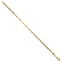 14K 2.5mm Yellow Gold Semi-Solid Curb Anklet with Lobster Clasp, 10" view 2