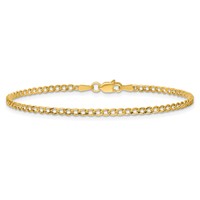 14K 2.5mm Yellow Gold Semi-Solid Curb Anklet with Lobster Clasp, 10" view 4