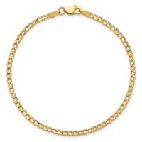 14K 2.5mm Yellow Gold Semi-Solid Curb Anklet with Lobster Clasp, 10" view 5