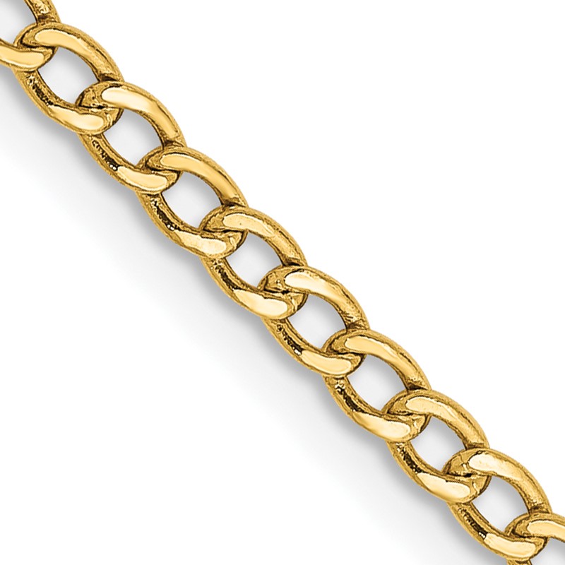 14K 24 inch 2.5mm Semi-Solid Curb with Lobster Clasp Chain