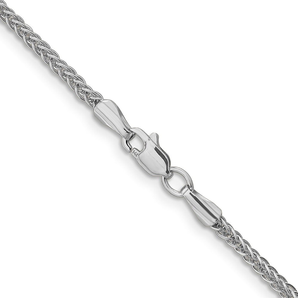 14K White Gold 24 inch 2mm Semi-Solid 3-Wire Wheat with Lobster Clasp Chain (BC126-24)