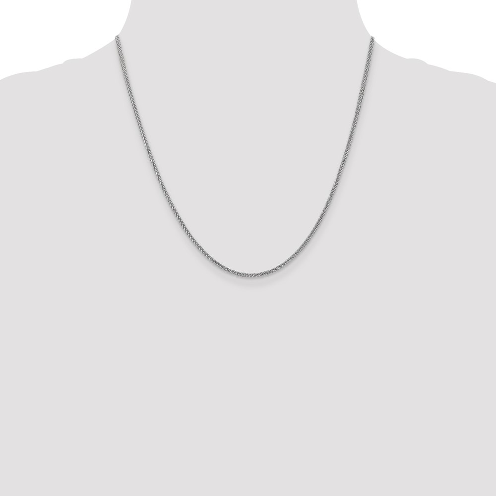 14K White Gold 20 inch 2mm Semi-Solid 3-Wire Wheat with Lobster Clasp Chain (BC126-20)