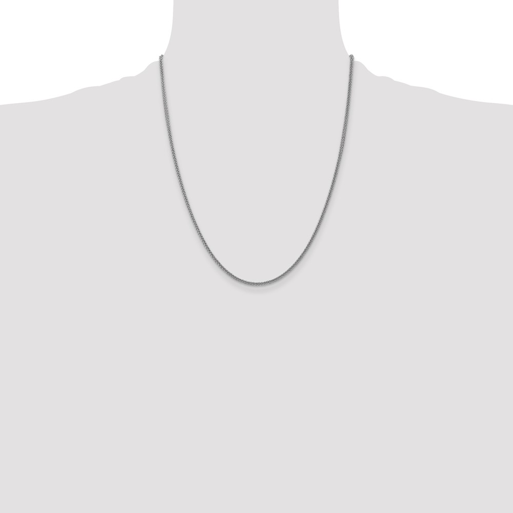 14K White Gold 22 inch 2mm Semi-Solid 3-Wire Wheat with Lobster Clasp Chain (BC126-22)