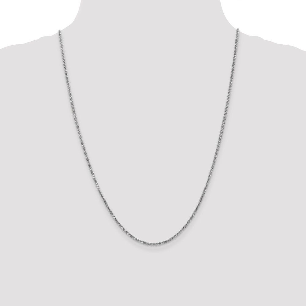 14K White Gold 24 inch 2mm Semi-Solid 3-Wire Wheat with Lobster Clasp Chain (BC126-24)