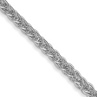 14K White Gold 2mm Semi-Solid 3-Wire Wheat Chain with Lobster Clasp, 16" view 1