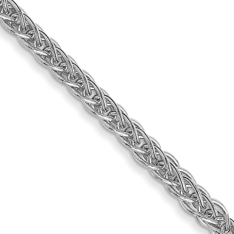 14K White Gold 22 inch 2mm Semi-Solid 3-Wire Wheat with Lobster Clasp Chain