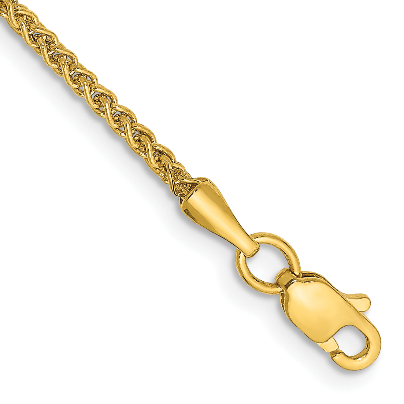 14K 9 inch 1.55mm Semi-Solid Wheat with Lobster Clasp Anklet (BC128-9)