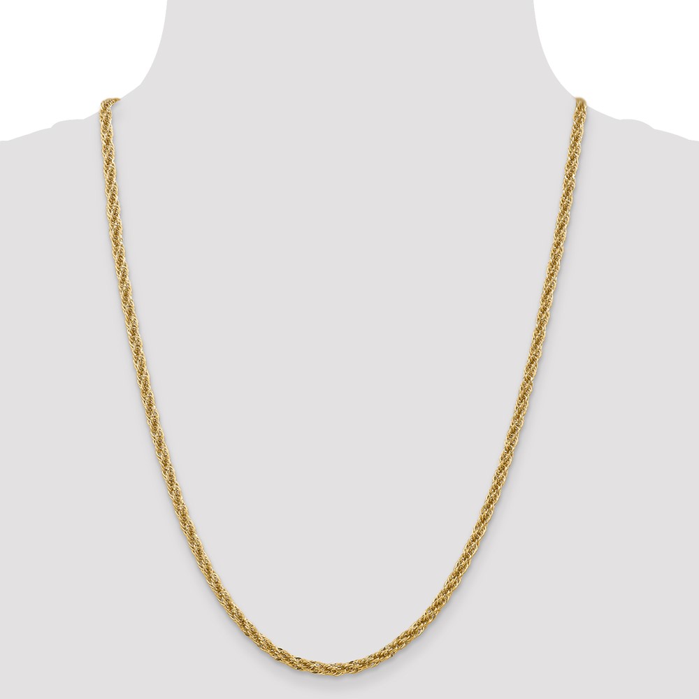 14K 24 inch 3.3mm Diamond-cut Semi Solid with Lobster Clasp Chain (BC132-24)