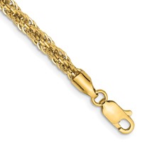 14K 7 Inch 3.3mm Diamond-cut Semi Solid with Lobster Clasp Chain view 1