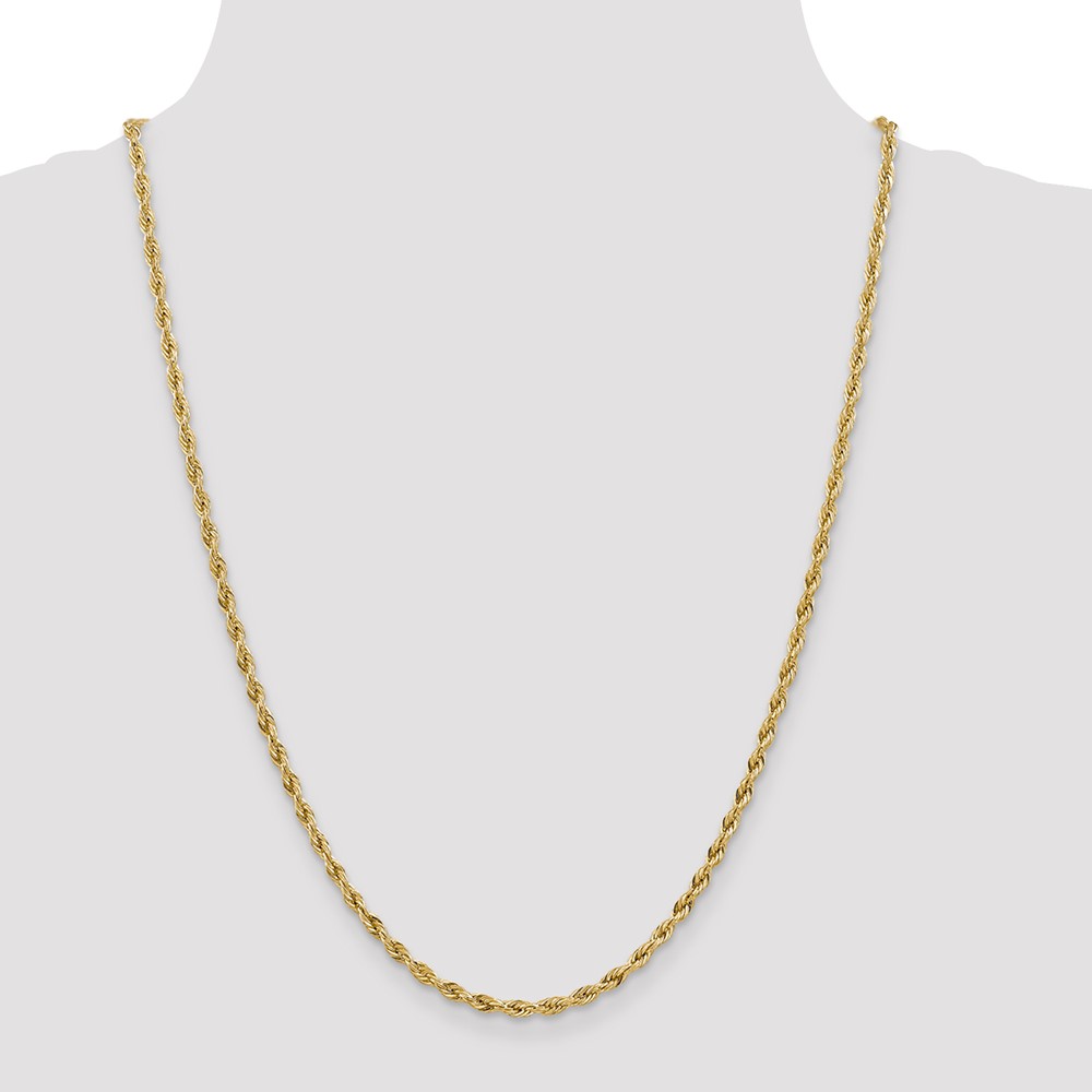 14K 24 inch 3mm Semi Solid Rope with Lobster Clasp Chain (BC133-24)