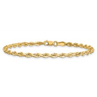 14K 7 Inch 3mm Semi Solid Rope with Lobster Clasp Chain view 3