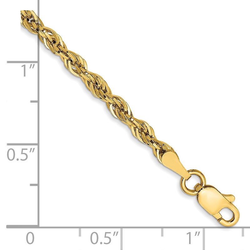 14K 8 inch 2.8mm Semi Solid Rope with Lobster Clasp Chain