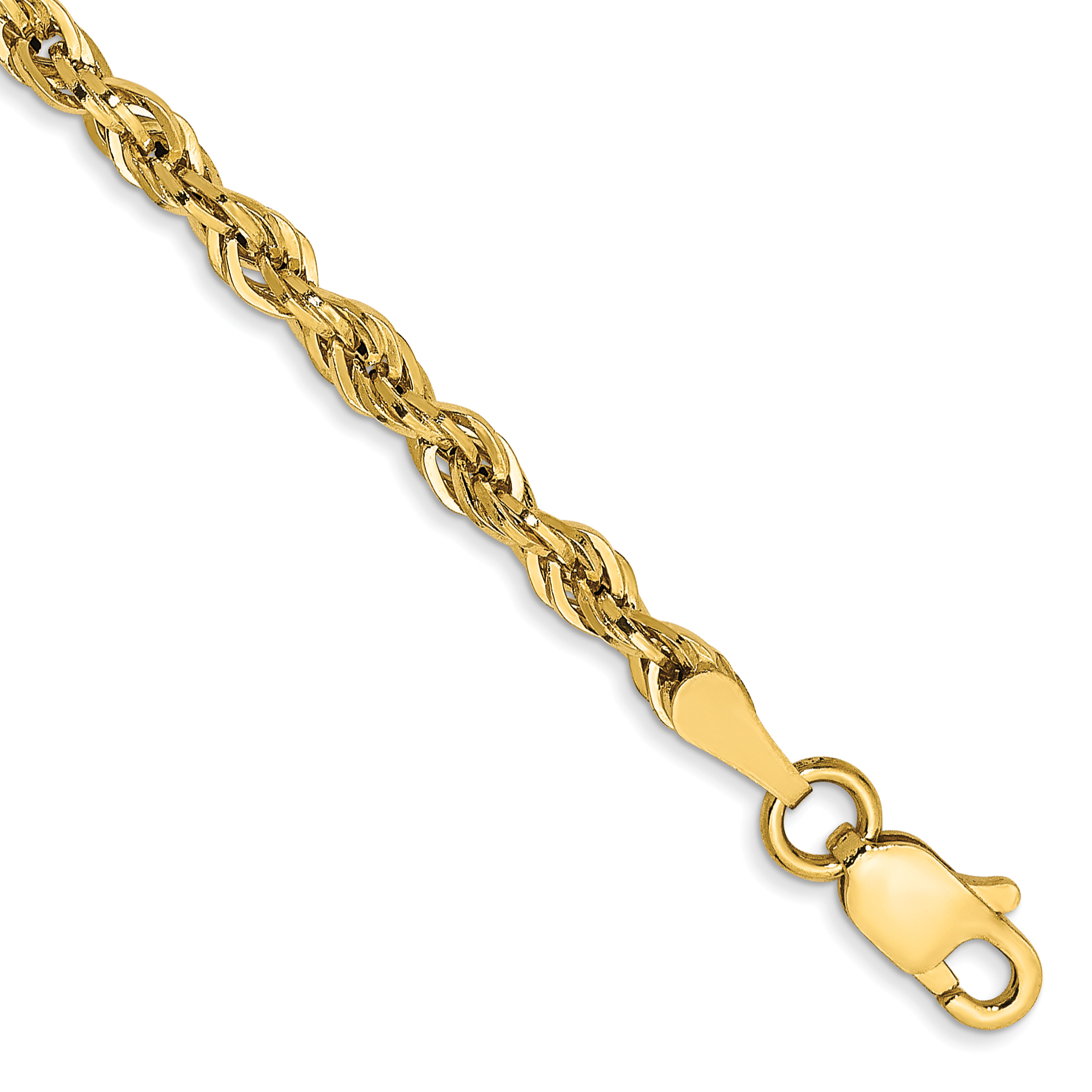14K 7 inch 2.8mm Semi Solid Rope with Lobster Clasp Chain (BC134-7)