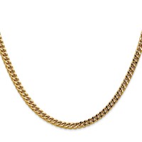 14K 3.7mm Yellow Gold Semi-Solid Franco Chain with Fancy Lobster Clasp, 20" view 2