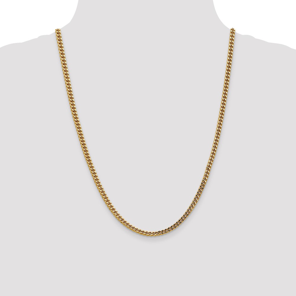 14K 24 inch 3.7mm Semi-Solid Franco with Fancy Lobster Clasp Chain (BC136-24)
