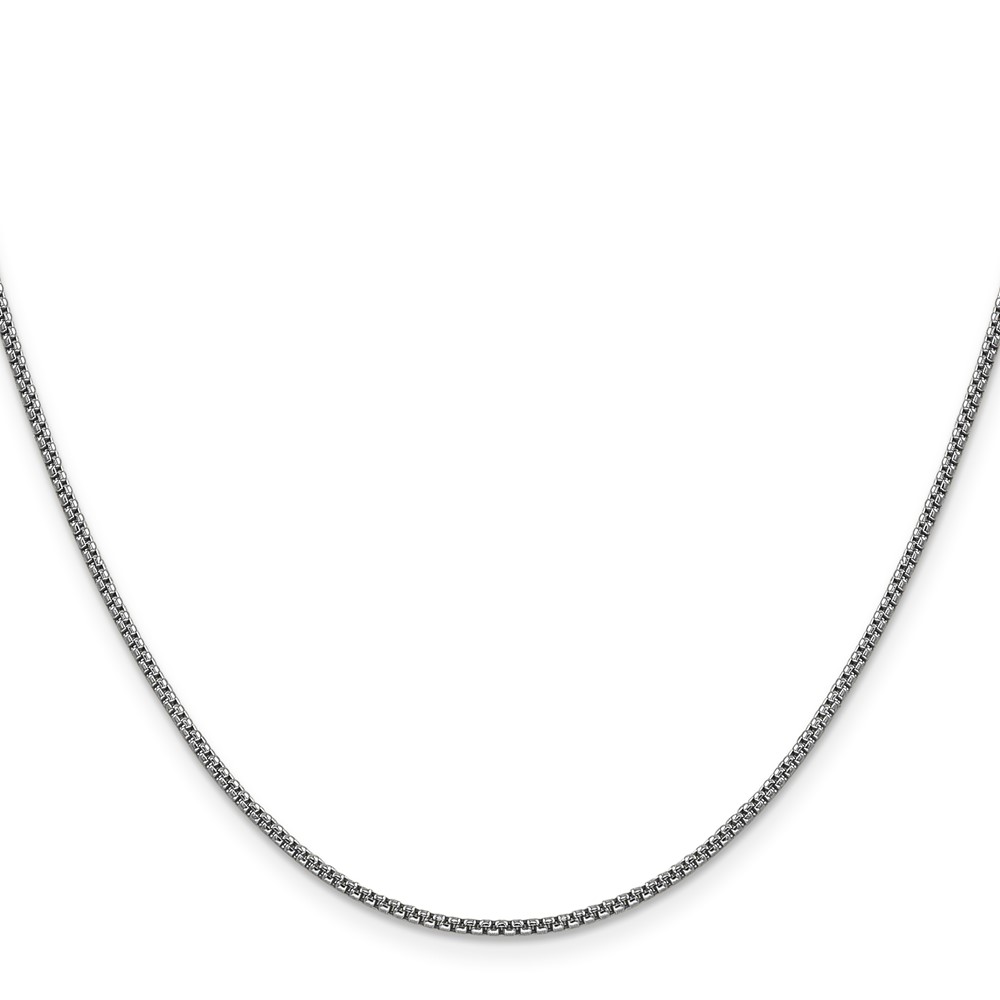 14K White Gold 28 inch 1.5mm Semi-Solid Round Box with Lobster Clasp Chain (BC138-28)