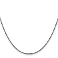 14K White Gold 1.5mm Semi-Solid Round Box Chain with Lobster Clasp, 16" view 2