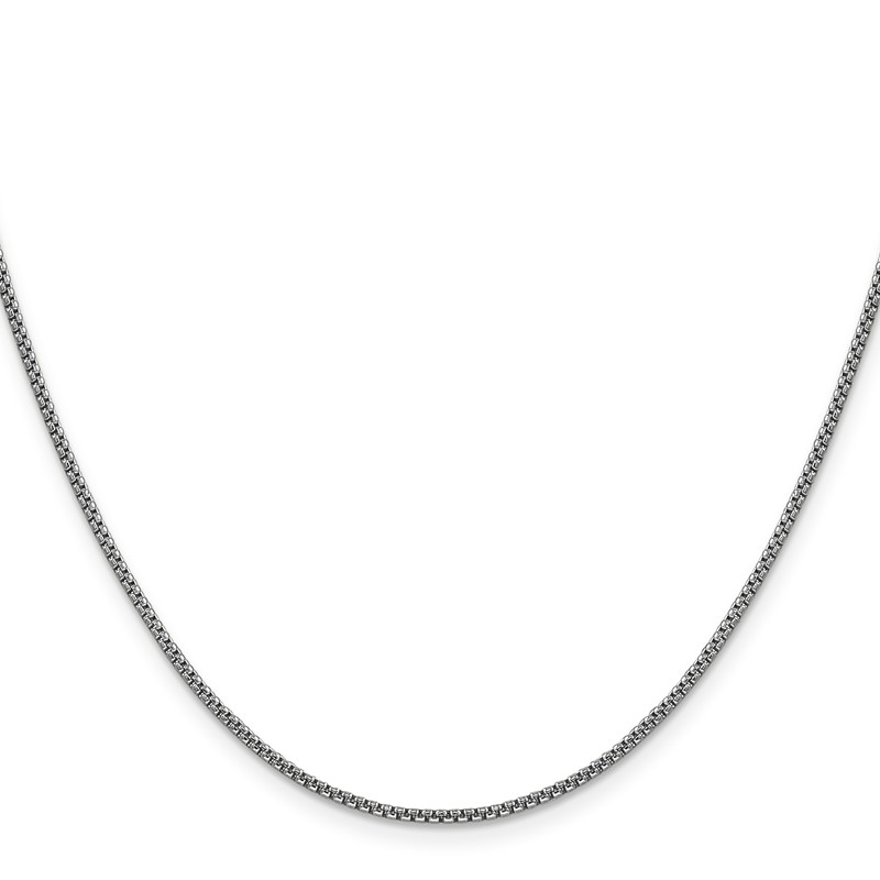 14K White Gold 30 inch 1.5mm Semi-Solid Round Box with Lobster Clasp Chain