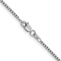 14K White Gold 1.5mm Semi-Solid Round Box Chain with Lobster Clasp, 16" view 3