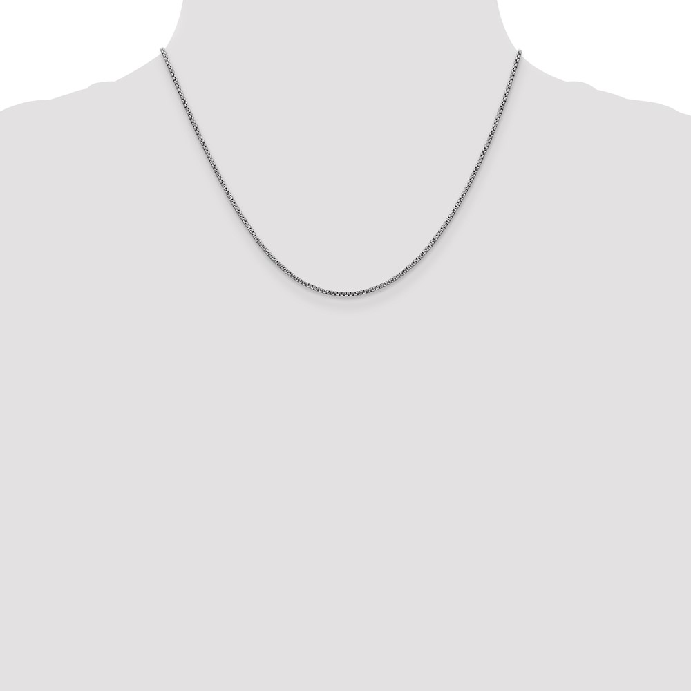 14K White Gold 18 inch 1.5mm Semi-Solid Round Box with Lobster Clasp Chain (BC138-18)