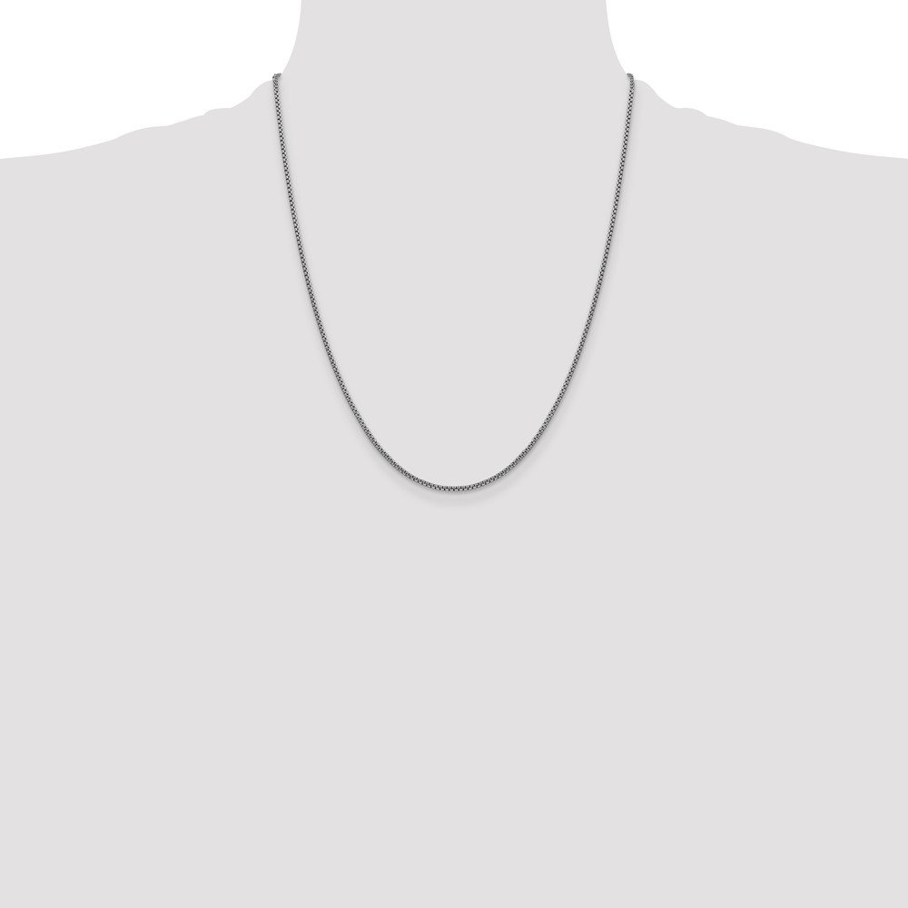 14K White Gold 22 inch 1.5mm Semi-Solid Round Box with Lobster Clasp Chain (BC138-22)