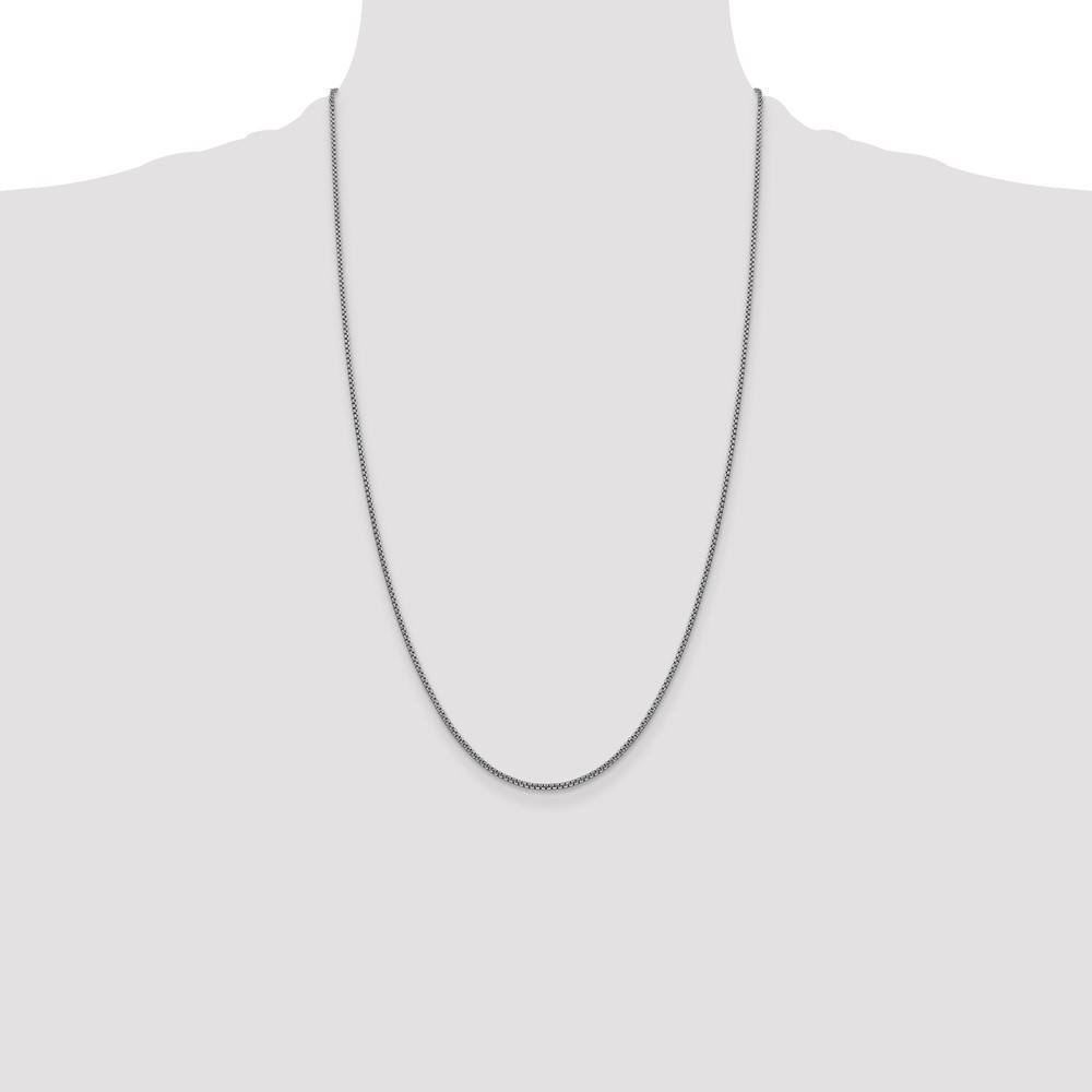 14K White Gold 26 inch 1.5mm Semi-Solid Round Box with Lobster Clasp Chain (BC138-26)