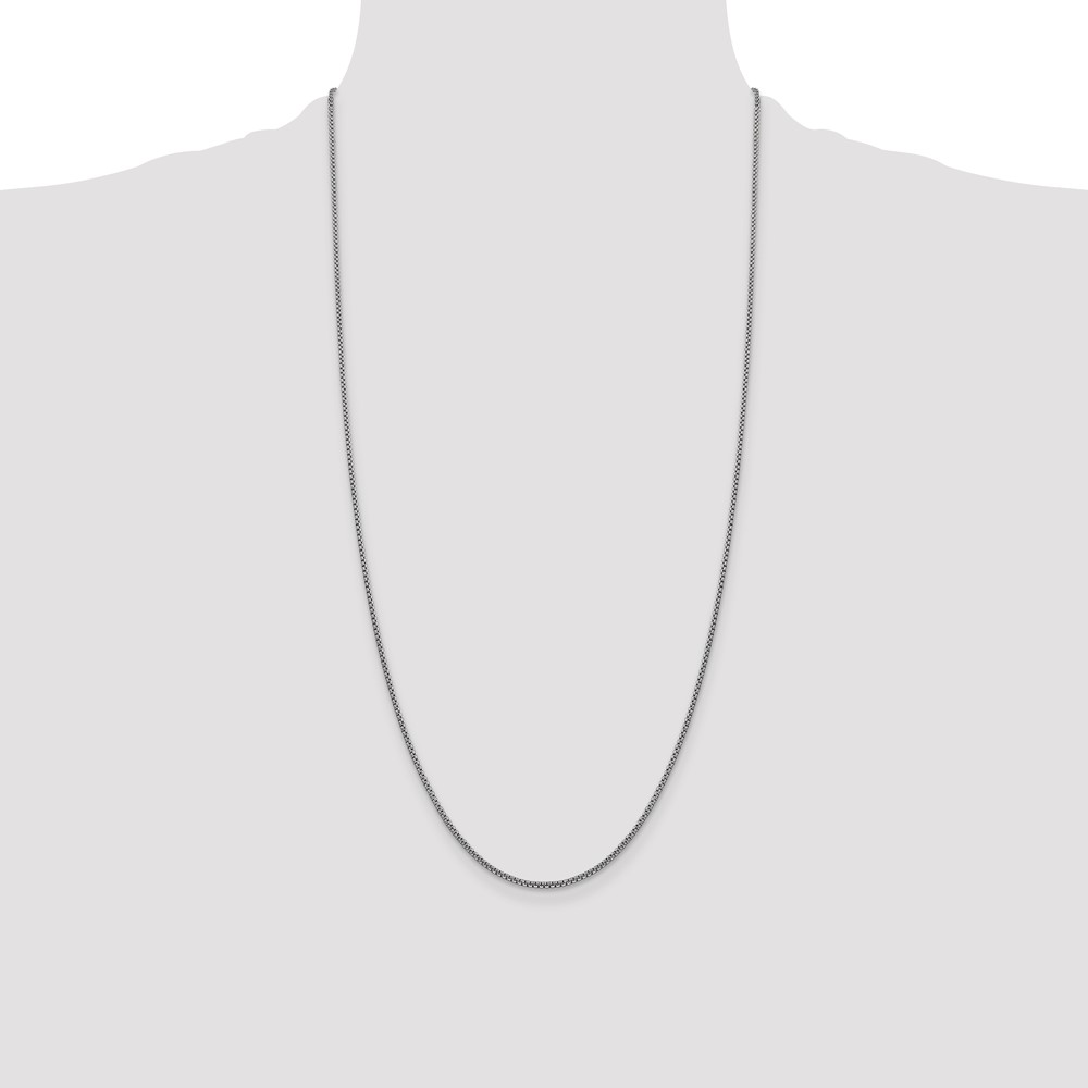 14K White Gold 28 inch 1.5mm Semi-Solid Round Box with Lobster Clasp Chain (BC138-28)