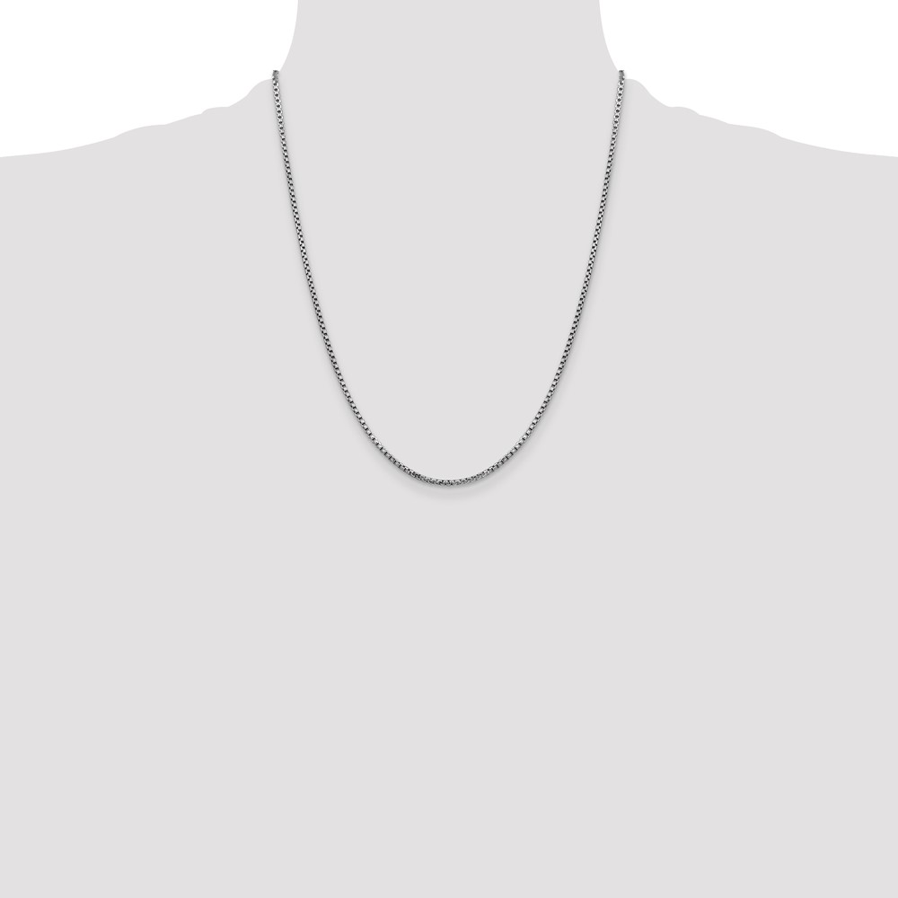 14K White Gold 22 inch 1.75mm Semi-Solid Round Box with Lobster Clasp Chain (BC139-22)