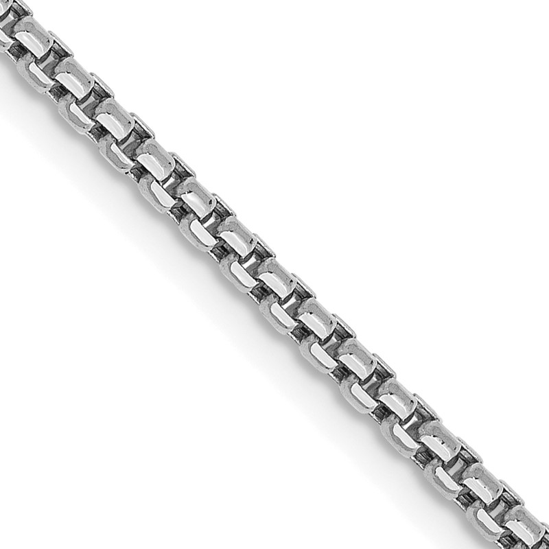 14K White Gold 30 inch 1.75mm Semi-Solid Round Box with Lobster Clasp Chain