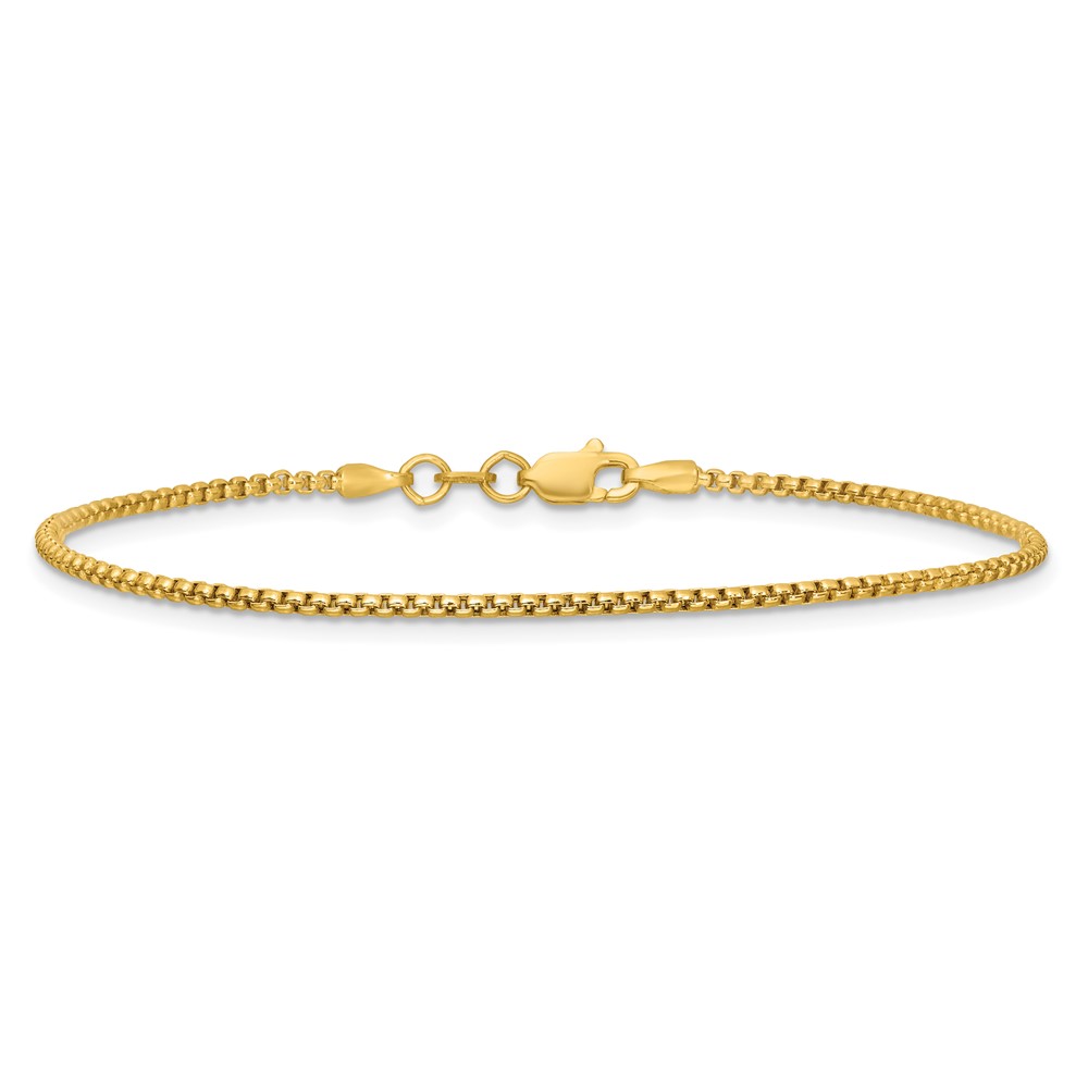 14K 7 inch 1.5mm Semi-Solid Round Box with Lobster Clasp Bracelet (BC140-7)
