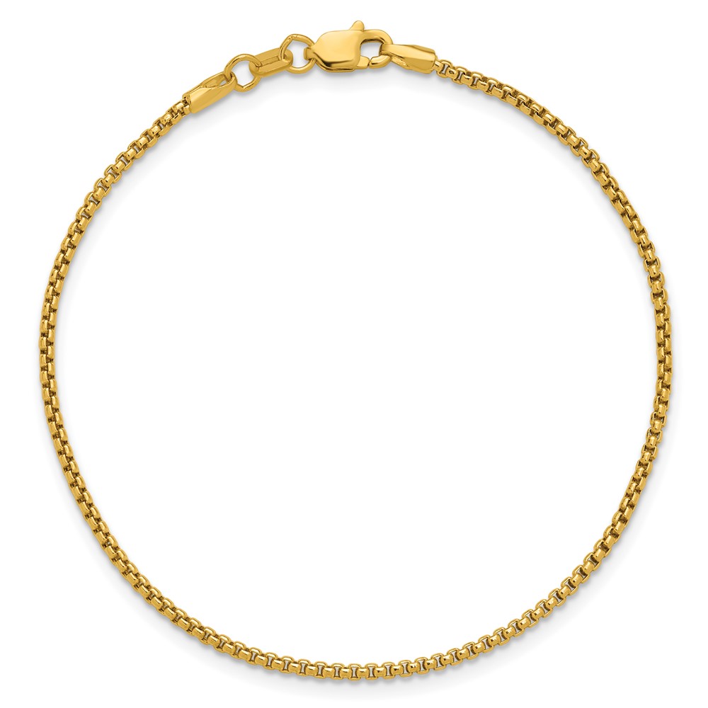 14K 7 inch 1.5mm Semi-Solid Round Box with Lobster Clasp Bracelet (BC140-7)