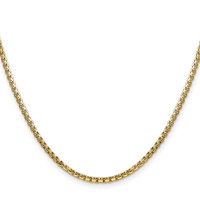 14K 2.45mm Yellow Gold Semi-Solid Round Box Chain with Lobster Clasp, 18" view 2