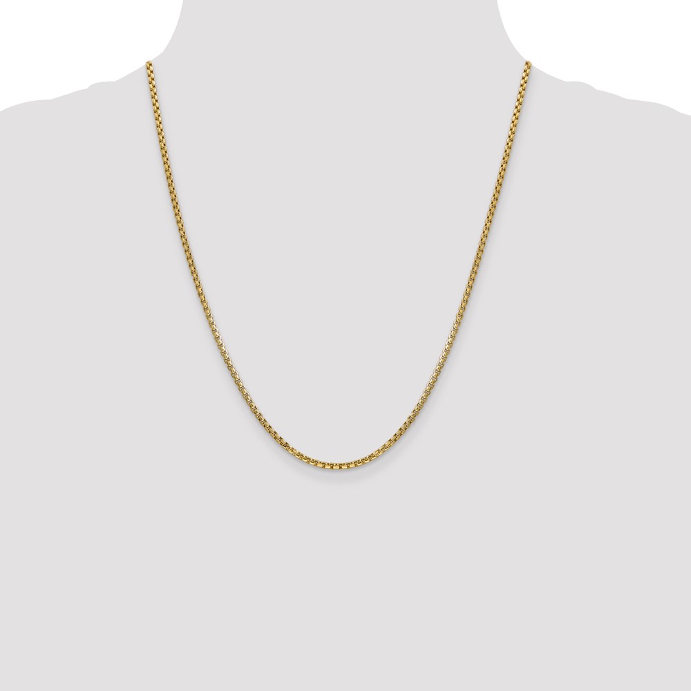 14K 22 inch 2.45mm Semi-Solid Round Box with Lobster Clasp Chain (BC142-22)