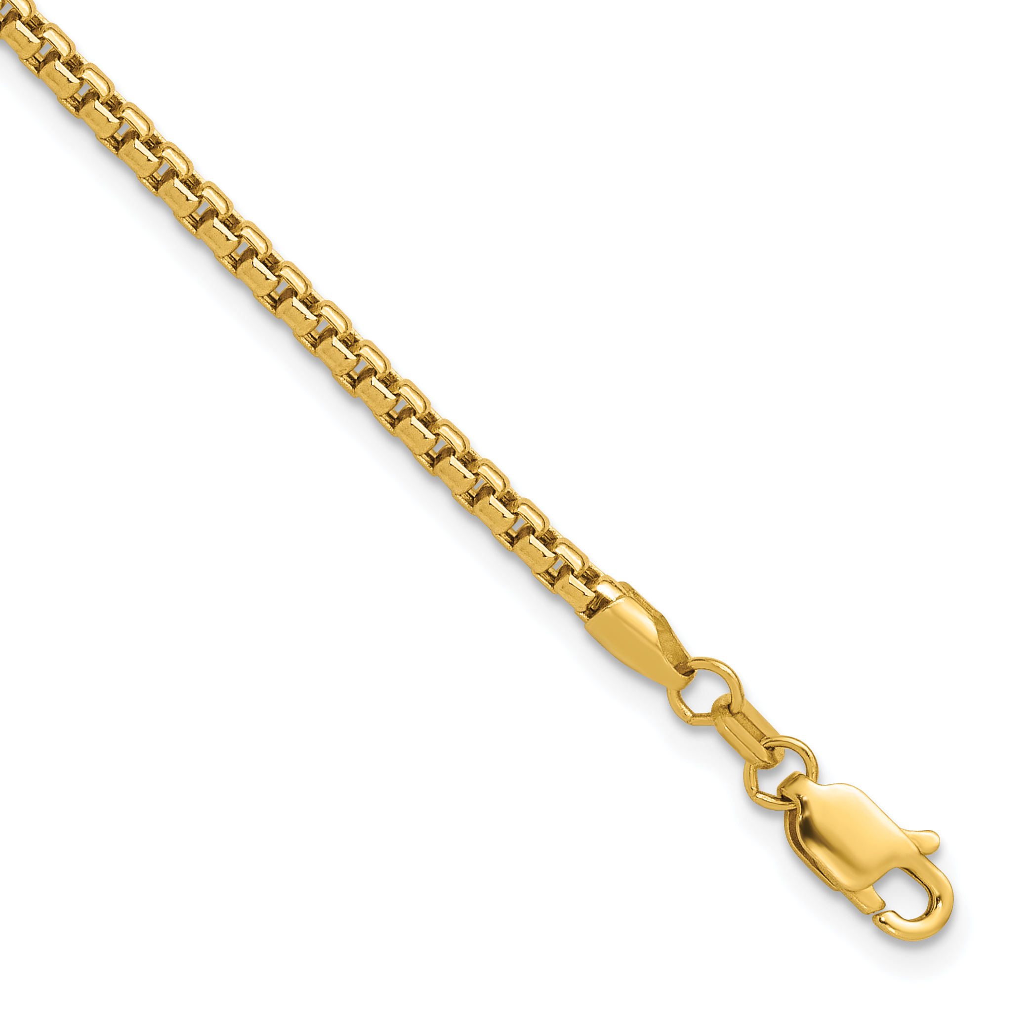14K 8 inch 2.45mm Semi-Solid Round Box with Lobster Clasp Bracelet (BC142-8)