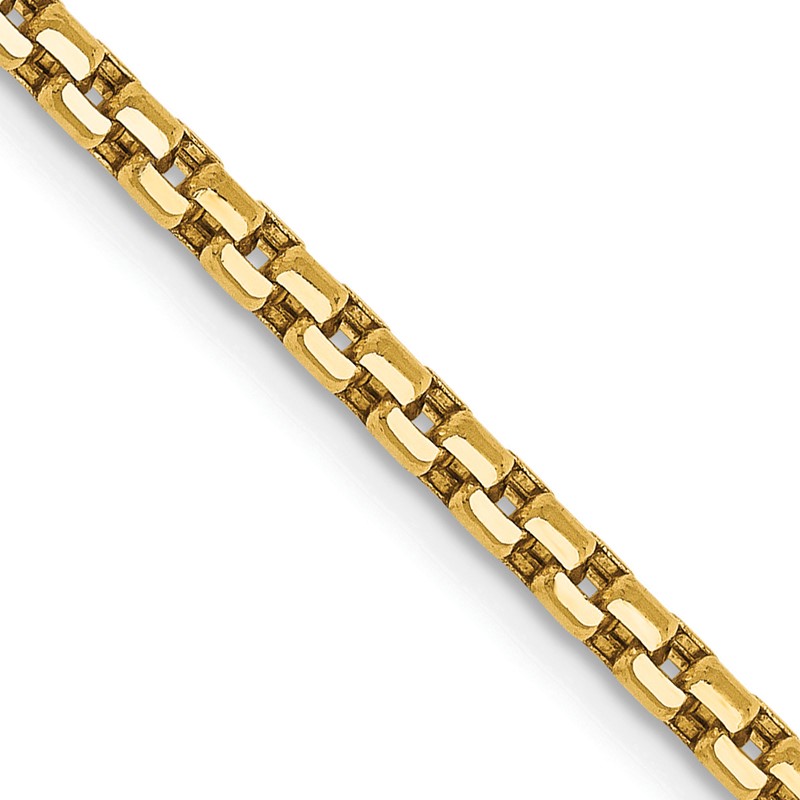 14K 30 inch 2.45mm Semi-Solid Round Box with Lobster Clasp Chain