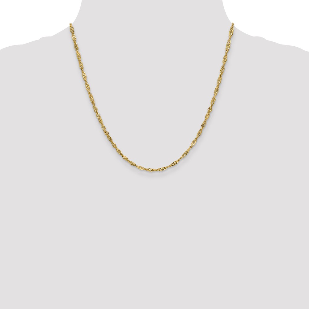 Pre-owned Superdealsforeverything Real 14kt Yellow Gold 2.75mm Lightweight Singapore Chain; 20 Inch; Lobster Clasp