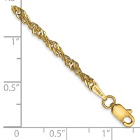 14K 2.75mm Yellow Gold Lightweight Singapore Anklet with Lobster Clasp, 9" view 2