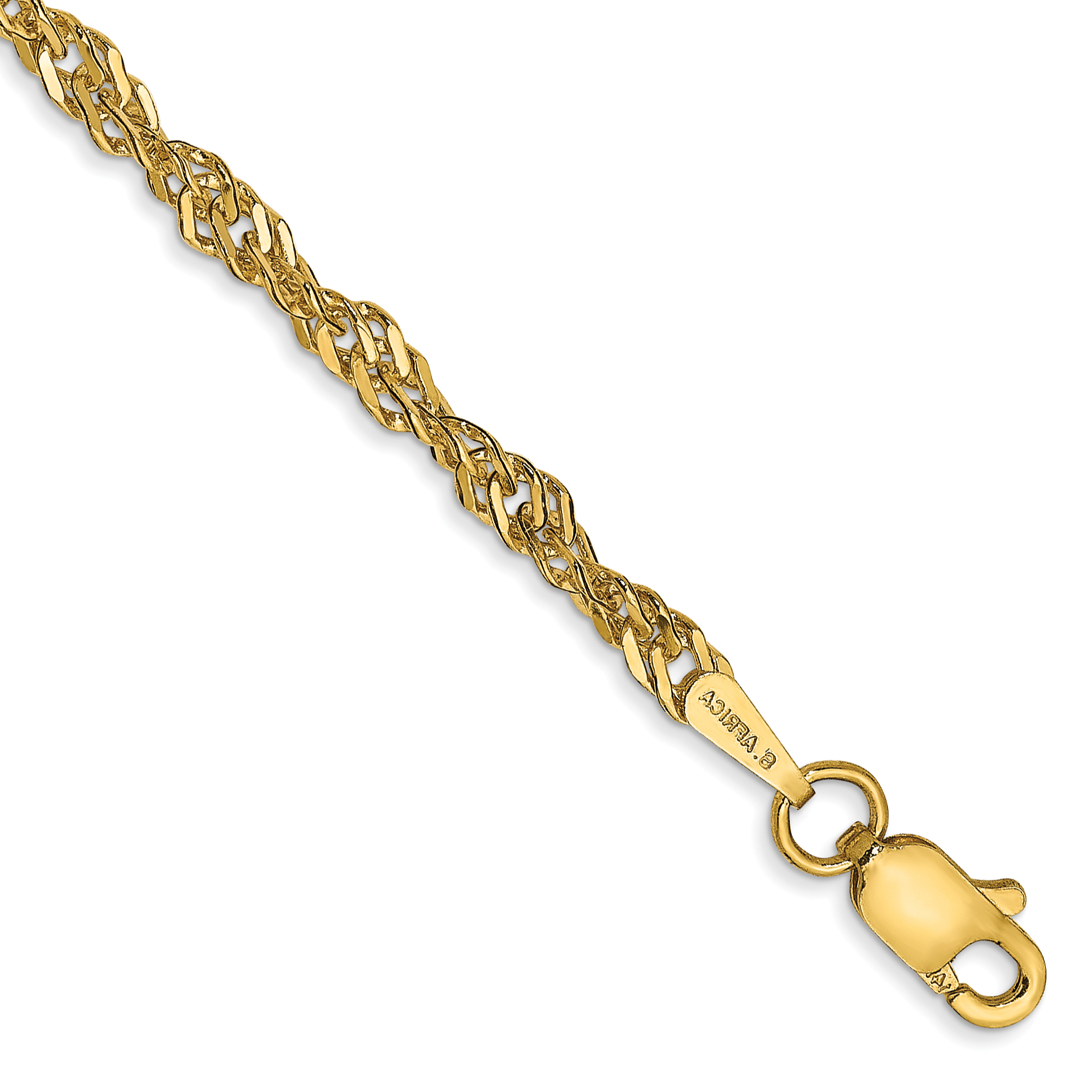 14K 10 inch 2.75mm Lightweight Singapore with Lobster Clasp Anklet (BC149-10)