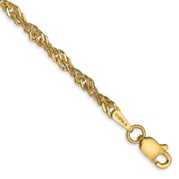 14K 2.75mm Yellow Gold Lightweight Singapore Anklet with Lobster Clasp, 9" view 1
