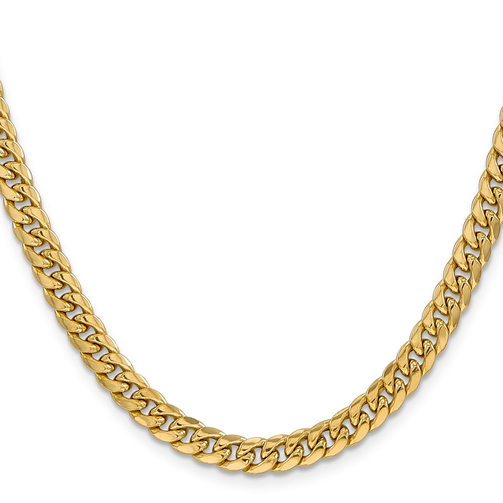 14K 18 inch 6mm Semi-Solid Miami Cuban with Lobster Clasp Chain (BC154-18)