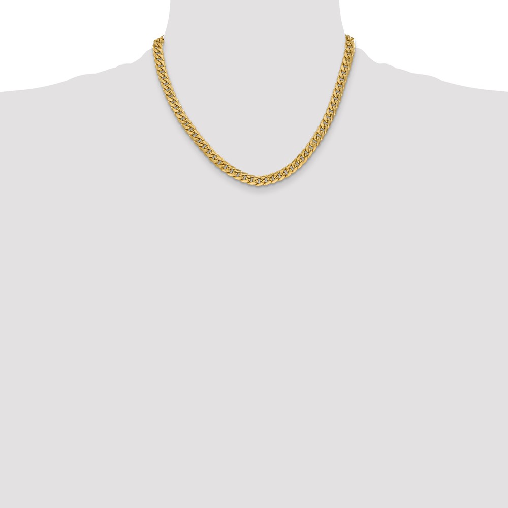 14K 18 inch 6mm Semi-Solid Miami Cuban with Lobster Clasp Chain (BC154-18)