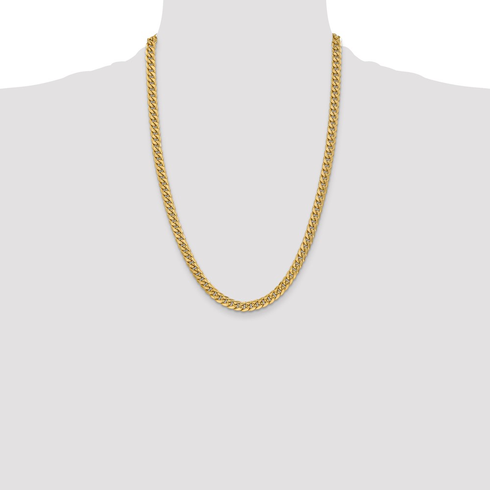 14K 24 inch 6mm Semi-Solid Miami Cuban with Lobster Clasp Chain (BC154-24)