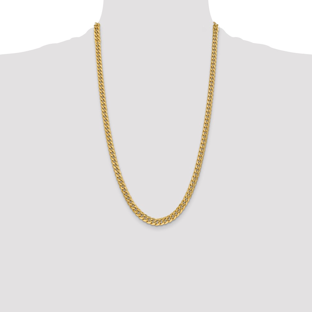 14K 26 inch 6mm Semi-Solid Miami Cuban with Lobster Clasp Chain (BC154-26)