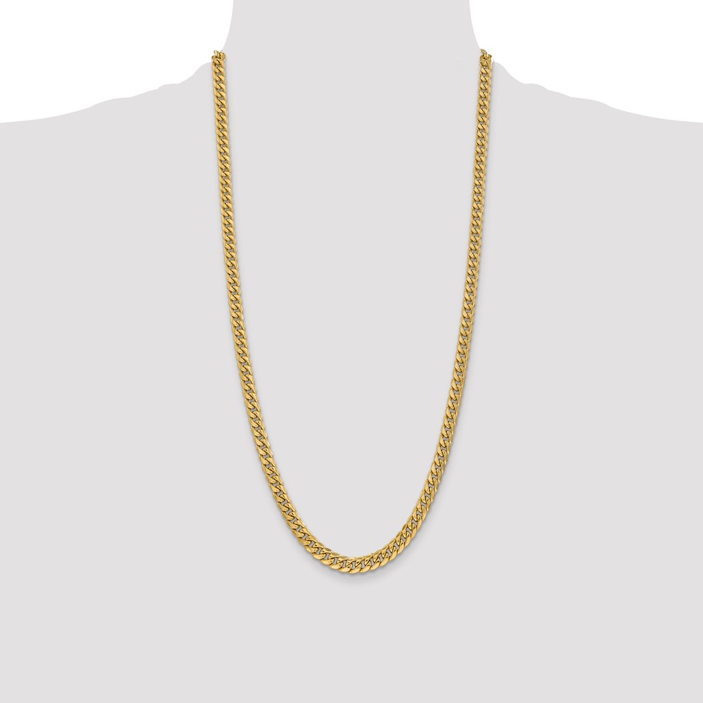 14K 28 inch 6mm Semi-Solid Miami Cuban with Lobster Clasp Chain (BC154-28)
