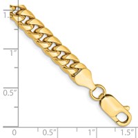 14K 6mm Yellow Gold Semi-Solid Miami Cuban Bracelet with Lobster Clasp - 7in view 2