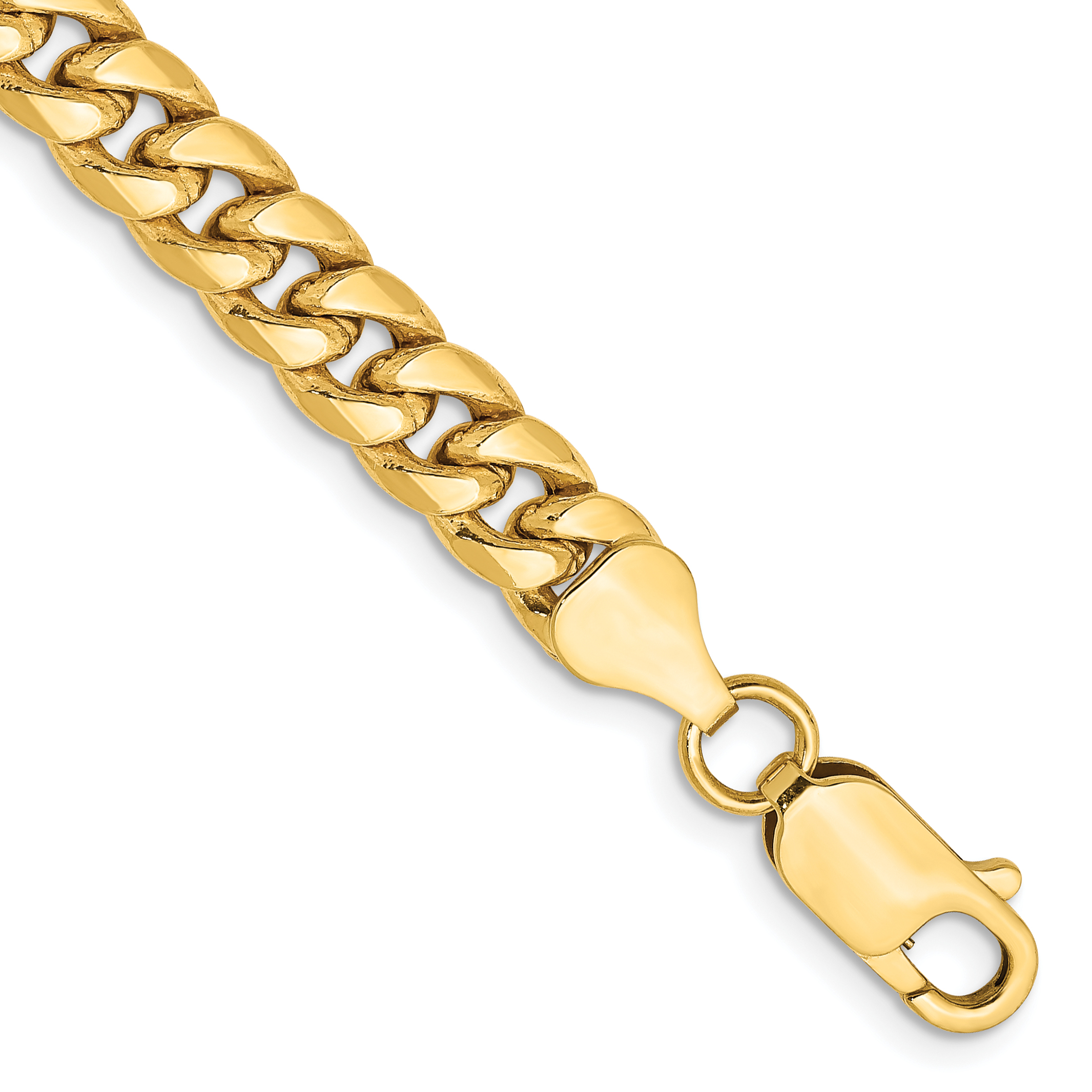 14K 9 inch 6mm Semi-Solid Miami Cuban with Lobster Clasp Chain (BC154-9)