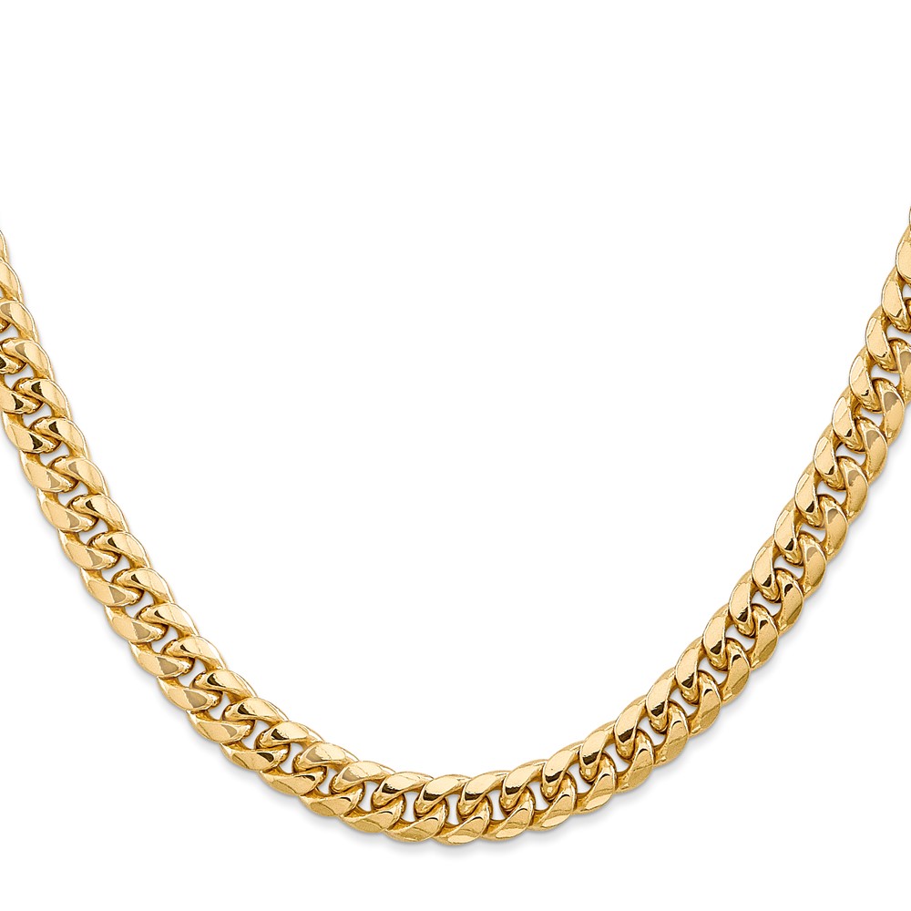 14K 20 inch 6.75mm Semi-Solid Miami Cuban with Lobster Clasp Chain (BC155-20)