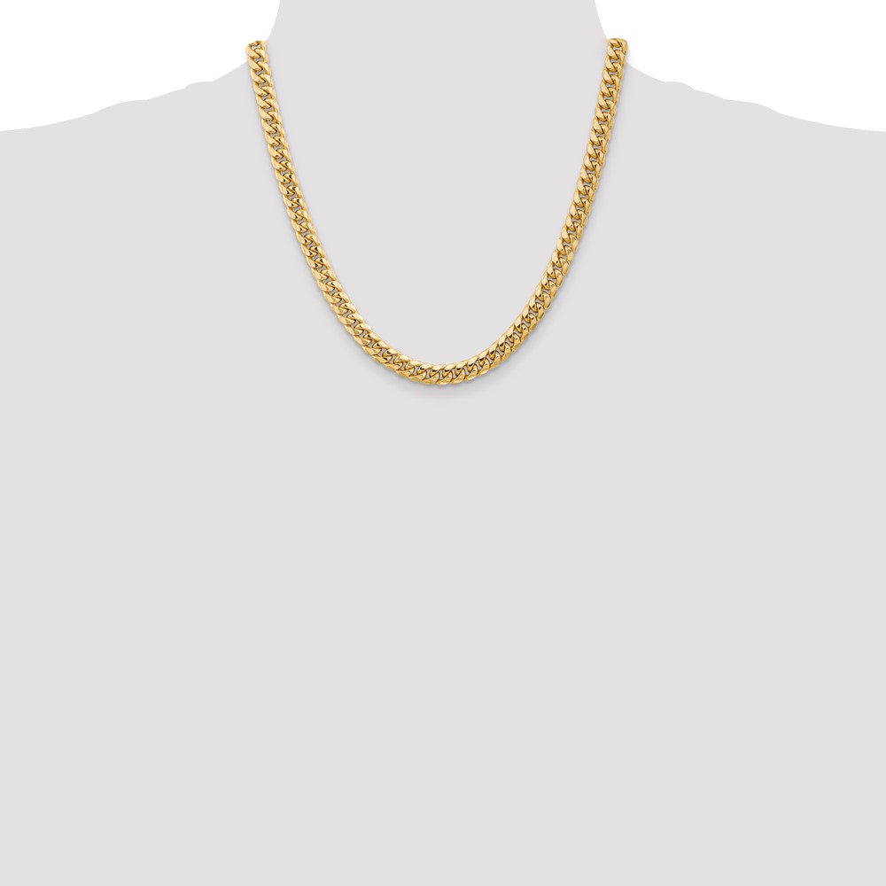 14K 20 inch 6.75mm Semi-Solid Miami Cuban with Lobster Clasp Chain (BC155-20)