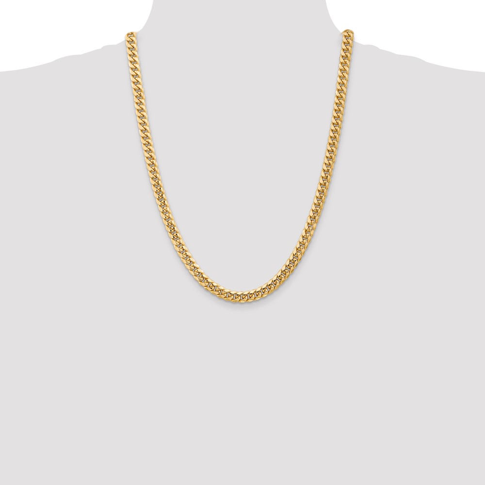 14K 24 inch 6.75mm Semi-Solid Miami Cuban with Lobster Clasp Chain (BC155-24)